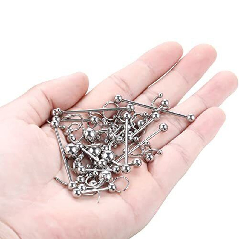 Oveta 150PCS Body Piercing Jewelry Lot 14G 16G 20G Stainless Assorted Styles
