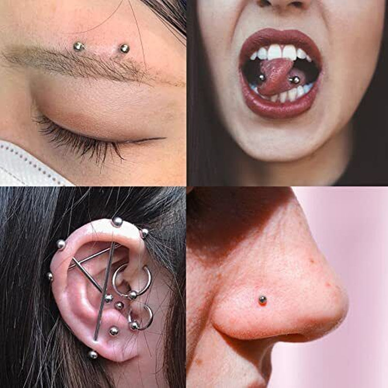 Oveta 150PCS Body Piercing Jewelry Lot 14G 16G 20G Stainless Assorted Styles