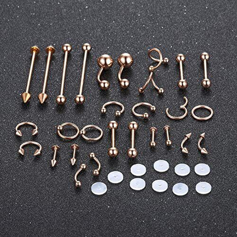 Oveta 150PCS Body Piercing Jewelry Lot 14G 16G 20G Stainless Assorted Styles